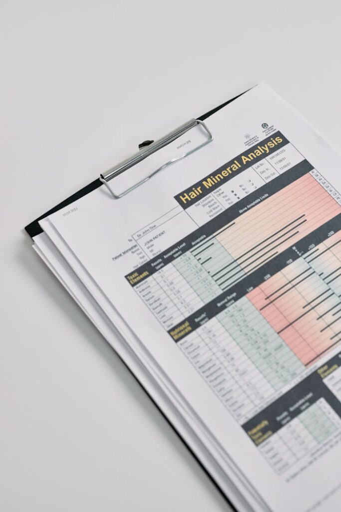 Printed Laboratory Test Result on a Clipboard